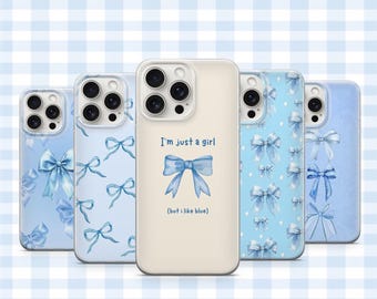 Baby Blau Schleife Handyhülle kokett Cute Ribbon Cover Girly ästhetic Case iPhone 11 iPhone 12 iPhone 13 iPhone 14 iPhone 15 iPhone 16 Pro
