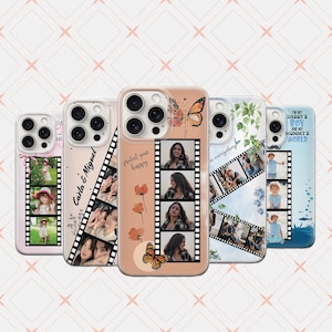 Jolie coque de téléphone personnalisée avec collage de photos, couverture cadeau personnalisée, coque personnalisée avec nom et photo, coque Polaroid pour les amoureux de la famille