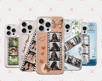 Cute Custom Photo Collage Phone Case Personalised Gift Cover Custom Cover with Name and Photo Personalization Familys Lovers Polaroid Case