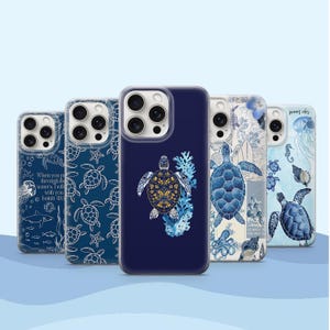 Sea Turtle Phone Case Sea Life Animal Cover Aquatic Tortoise Cover Underwater Collage iPhone 11 iPhone 12 iPhone 13 iPhone 14 iPhone 15 16