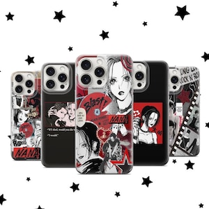 Custodia per telefono Nana Hachi con fumetto giapponese Manga Anime Cover Rock and Roll Collage iPhone 11 iPhone 12 iPhone 13 iPhone 14 iPhone 15 16