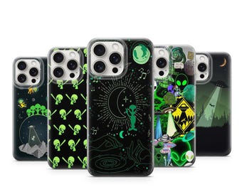 UFO Raumschiff Lustige Alien Handyhülle Mystery Alien Entführung Cover Cosmic Galaxy Collage Case | iPhone 11, iPhone 12, iPhone 13, iPhone 14