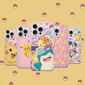 Custodia per telefono Pikachu con mostri carini gialli giapponesi, kawaii, anime, cartoni animati, iPhone 11, iPhone 12, iPhone 13, iPhone 14, iPhone 15, Samsung S24 Ultra