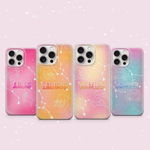 Astrological Zodiac Sign Aura Phone Case Horoscope Cover Aries Taurus Gemini Cancer Case Birth Year Gift iPhone 11 iPhone 12 iPhone 13 14