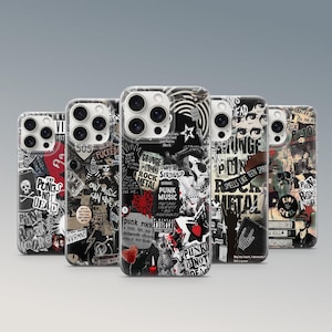 Grunge Music Collage Phone Case Rock & Roll Grunge Punk Cover Punk Rock Cover iPhone 11 iPhone 12 iPhone 13 iPhone 14 iPhone 15 iPhone 16