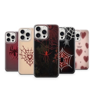 Spider Phone Case Gothic Tarantula Spiderweb Cover Black and Red Spider Scary Cover iPhone 11 iPhone 12 iPhone 13 iPhone 14 iPhone 15