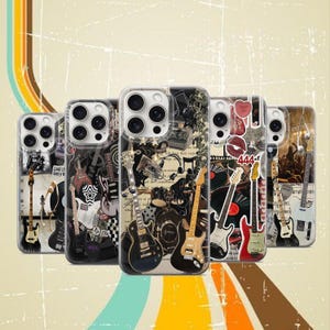 Electric Guitar Collage Phone Case Rock & Roll Cover Rock Band Music Case Grunge Case iPhone 11 iPhone 12 iPhone 13 iPhone 14 iPhone15
