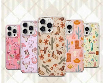 ウエスタンカウガール柄のスマホケース、ロデオカントリーカバー、ガーリーカウボーイケース、iPhone 17 16 15、Samsung S25 Ultra