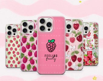 Himbeer Handyhülle Rote Beeren Hülle Yummy Fruit Hülle Ästhetisches frisches Obst iPhone 11 iPhone 12 iPhone 13 iPhone 14 iPhone 15 iPhone 16