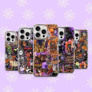 Halloween Collage Phone Case Spooky Cute Cover Witchy Halloween Case Fall Gift iPhone 12 iPhone 13 iPhone 14 iPhone 15 iPhone 16 Samsung S25