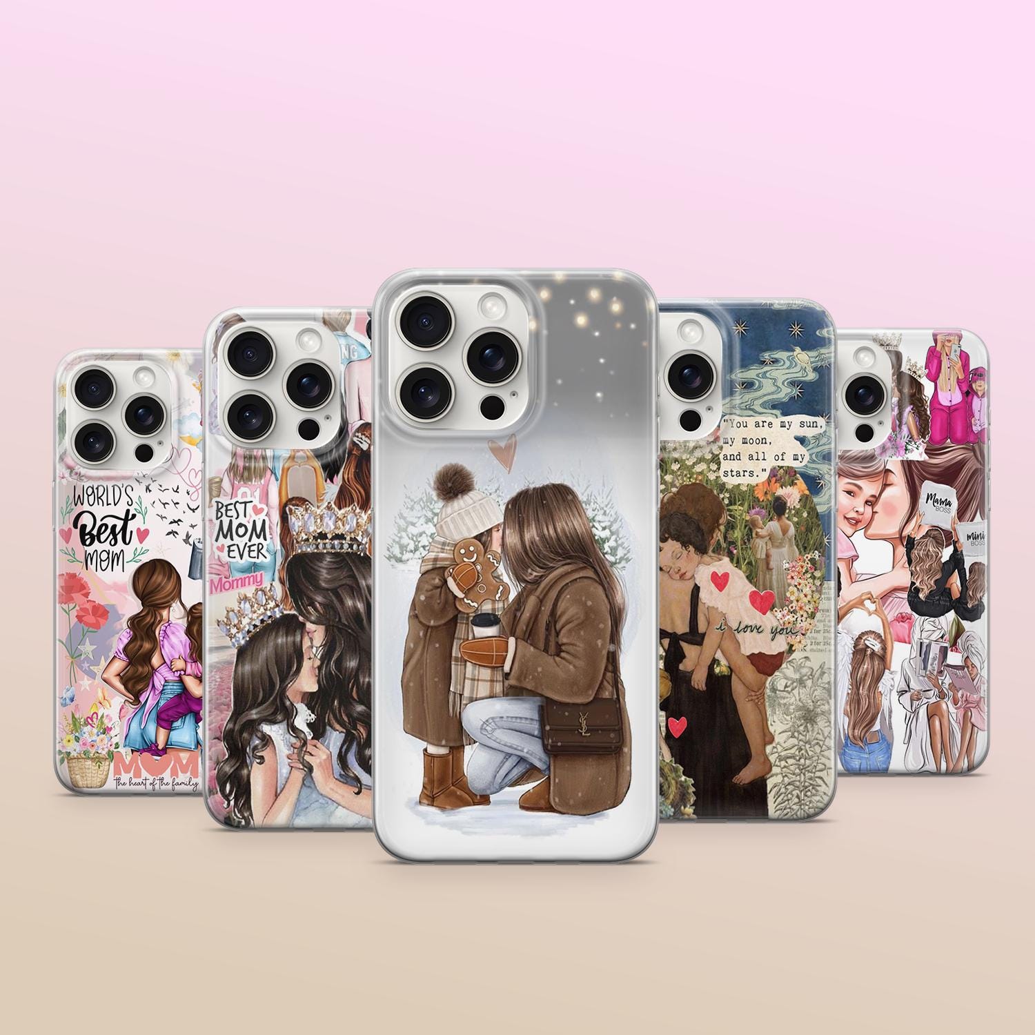 Mom and Daughter Phone Case Cute Girl Mom Cover Mothers Day Gift - Main Image