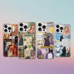 Astrological Zodiac Sign Collage Phone Case Horoscope Cover Aries Taurus Gemini Cancer Case Birth Year Gift iPhone 11 iPhone 12 iPhone 13 14