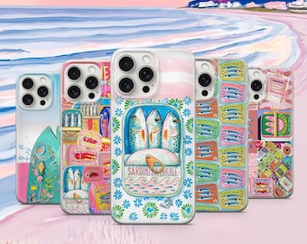 Sardine Phone Case Summer Fish Collage Cover iPhone 17 16 15 Pro Max Samsung Galaxy S26 Ultra Tinned Fish Gift