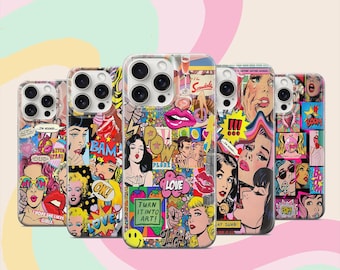 Retro Pop Art Phone Case 70s Comic Book Woman Cover iPhone 17 16 15 Pro Max Samsung Galaxy S25 Ultra Vintage Iconic Comic Art Gift