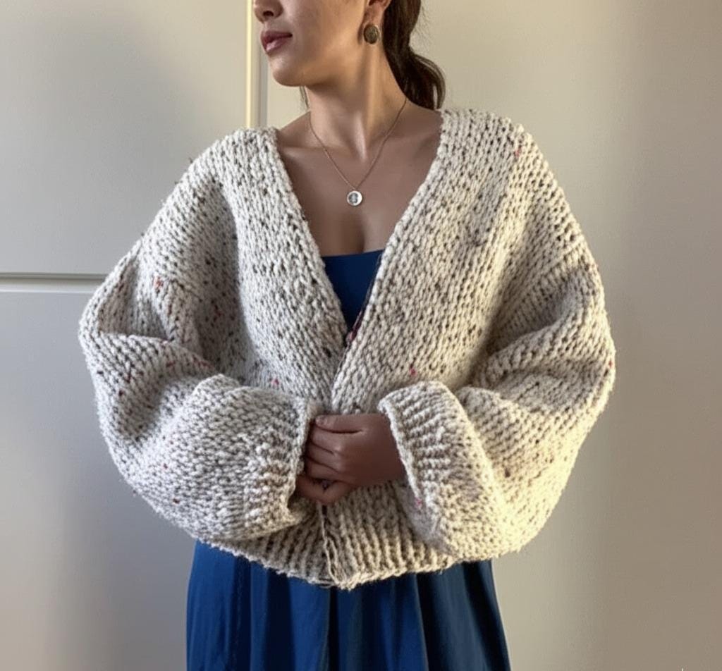 KNITTING PATTERN Cloud Cardigan Pdf, Oversized Sweater Design With Balloon Sleeves, Top-Down DIY Gift Idea for Knitting Enthusiasts, Gift