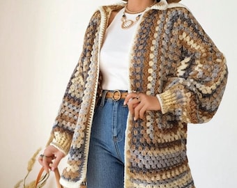 CROCHET PATTERN – Skyline Hexagon Cardigan, Customizable Sizes, Elegant DIY Project, Step-by-Step Instructions Included, Gift Idea, Tutorial