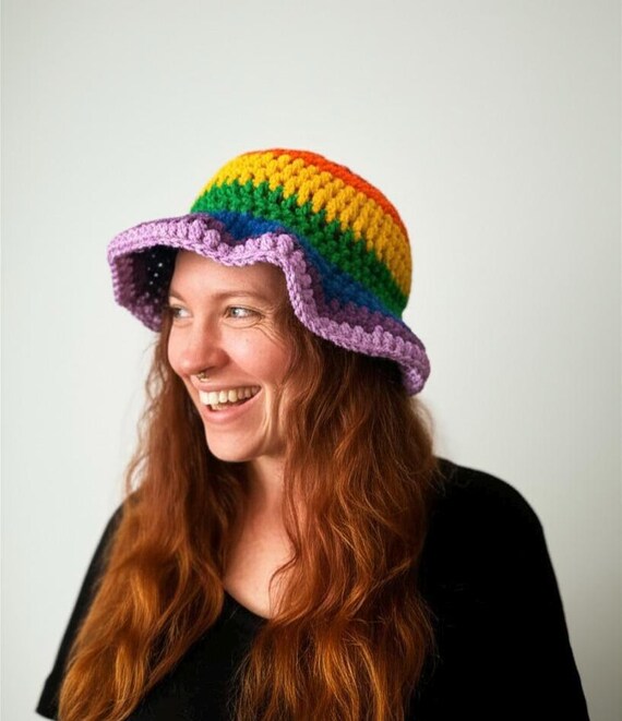 Crochet Bucket Hat Pattern: Rainbow Boho Summer Sun Hat  display picture 3