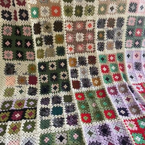 Blanket Granny Square HANDMADE Crochet  190x145 cm, Colorful Patchwork Afghan Throw, Cozy Boho Blanket For Home, Gift For Her