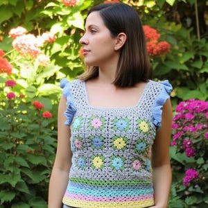 Granny Square TOP, CROCHET Pattern PDF, Beginner-Friendly Boho Crochet Pattern for Vintage-Inspired Handmade Fashion, Instant Download