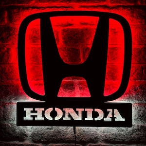 Letrero LED de Honda, Arte mural de Honda, Letrero de pared de Honda, Decoración de pared de Honda, Decoración de Honda, Aplique de pared de Honda, Regalo de Honda