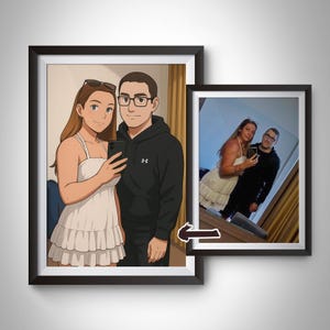Retrato de pareja personalizado estilo Boondocks, descarga de regalo, retrato de pareja imprimible, regalo de fin de año, SOLO DIGITAL