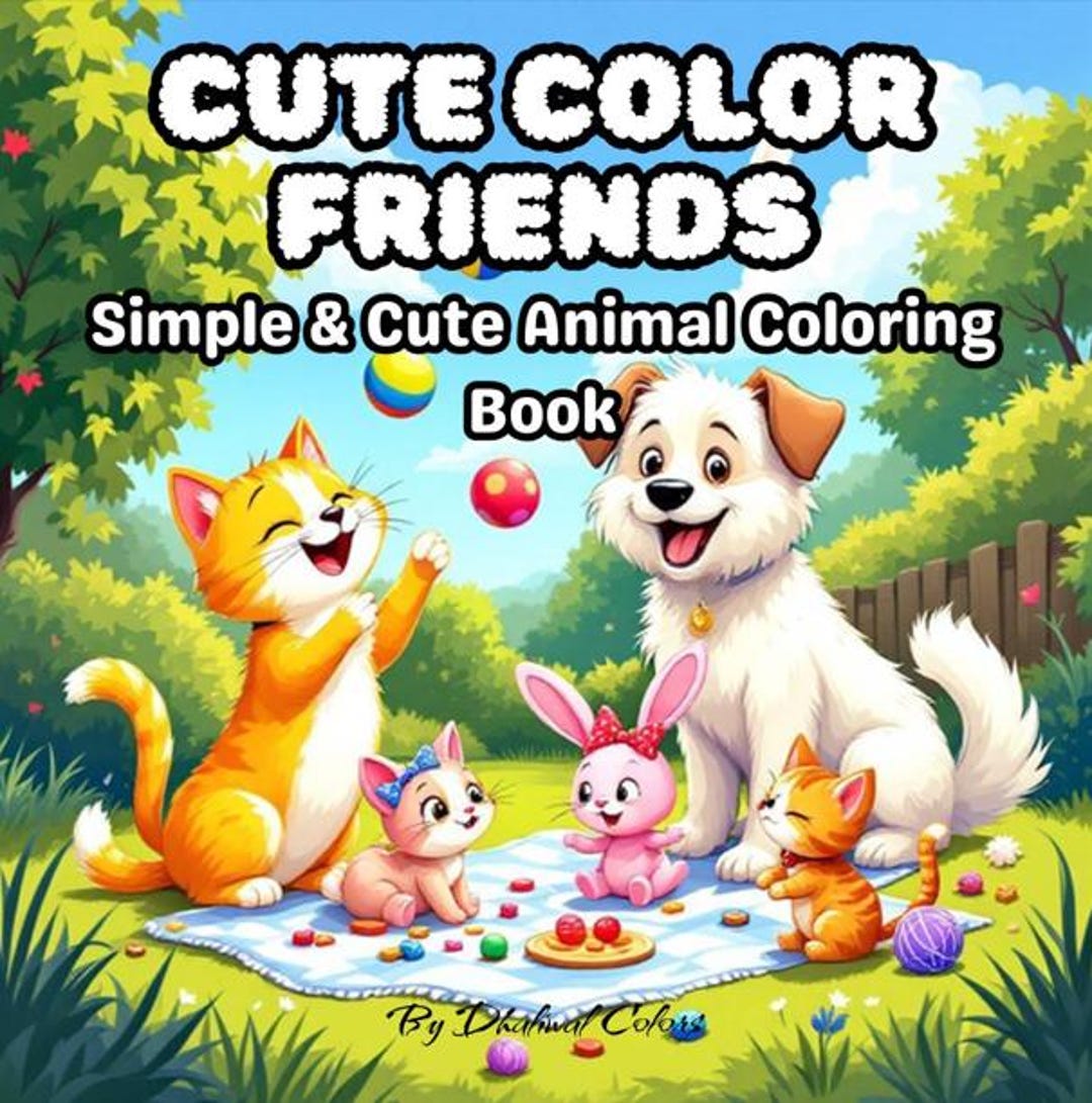 Cute Color Friends Coloring Book | Bold & Easy Printable PDF + PNG ...