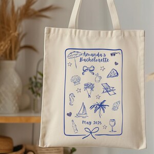 The Bach Club Tote Bag, Custom Bachelorette Tote Bag, Coastal Bridal Shower Gift, Beach Bachelorette Party Favor, Bridal Beach Bag