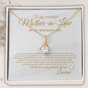 Personalisierte Halskette Braut zu Schwiegermutter, Geschenk zum Hochzeitstag, Mutter der Bräutigam-Halskette von der Schwiegertochter, kundenspezifischer Bräutigam-Mama-Schmuck