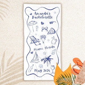 The Bach Club Beach Towel, Personalized Bachelorette Beach Towel, Custom Location Name Bachelorette Party Pool Towel, Bachelorette Trip Gift
