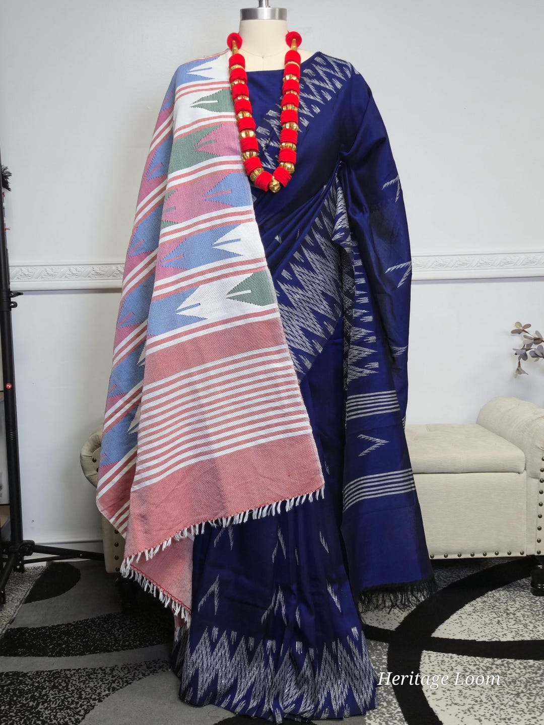 Authentic Nepali Handloom Dhaka Saree Set – Rani Pink - Etsy