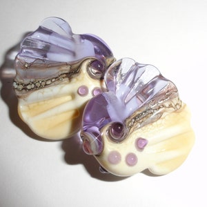 Sea Tarts in Transparent Lavender and Cream....beach summer fan fin purple ocean tropical caribbean Beatlebaby Glassworks image 2