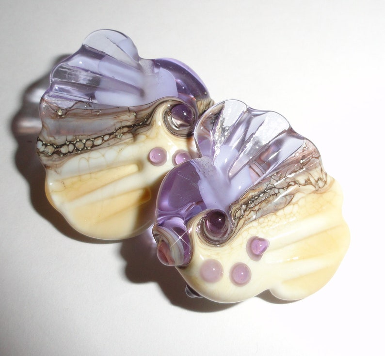 Sea Tarts in Transparent Lavender and Cream....beach summer fan fin purple ocean tropical caribbean Beatlebaby Glassworks image 2