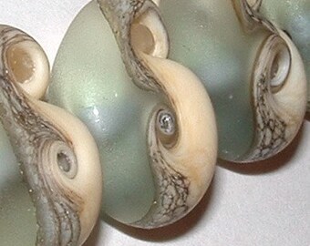 SAND and SURF.... Set of 7  Handmade Lampwork Sea Beads...water beach summer blue cream tide shore BeatleBaby Glassworks