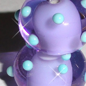 GOOSE BUMPS in Lavender/Sky. One Pr. Handmade Lampwork Earring Beads glass polka dot purple BeatleBaby Glassworks More colors on my website!