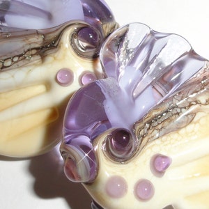 Sea Tarts in Transparent Lavender and Cream....beach summer fan fin purple ocean tropical caribbean Beatlebaby Glassworks image 1