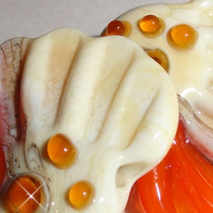 Sea Tarts in Pumpkin and Cream....A Beatlebaby Glassworks Original design...One Pair citrus orange bright summer sun