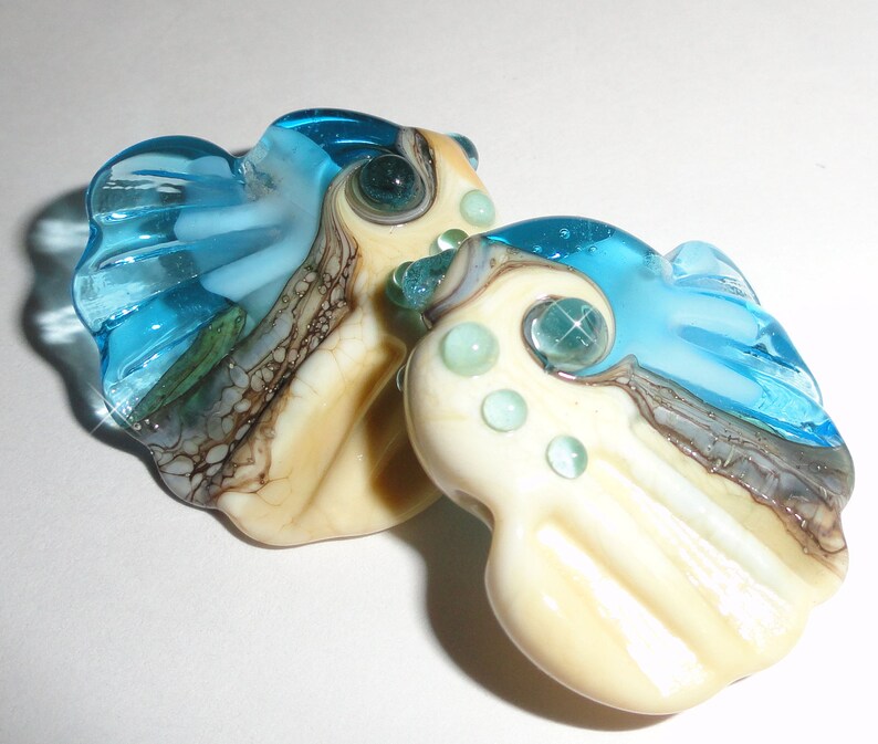 Sea Tarts in Transparent Aqua and Cream....Water ocean beach caribbean summer aqua cream sand tropical Beatlebaby Glassworks