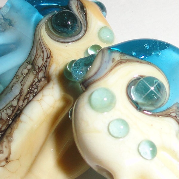 Sea Tarts in Transparent Aqua and Cream....Water ocean beach caribbean summer aqua cream sand tropical Beatlebaby Glassworks