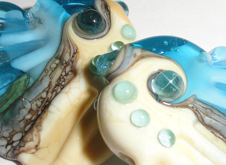Sea Tarts in Transparent Aqua and Cream....Water ocean beach caribbean summer aqua cream sand tropical Beatlebaby Glassworks