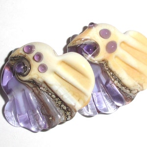 Sea Tarts in Transparent Lavender and Cream....beach summer fan fin purple ocean tropical caribbean Beatlebaby Glassworks image 3