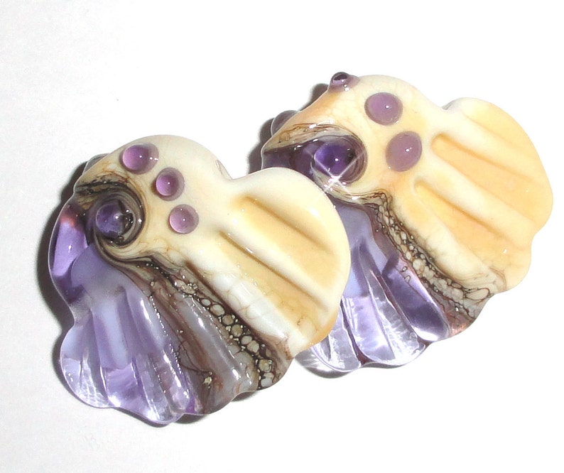 Sea Tarts in Transparent Lavender and Cream....beach summer fan fin purple ocean tropical caribbean Beatlebaby Glassworks image 3