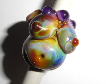 Dreaded Reactive Goddess Lampwork Glass Dread Bead 5, 8,or 10mm Hole  Dreadlock earth pregnant mother hippie hair bead maternity birth doula