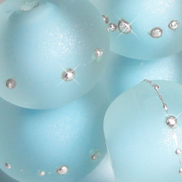 Sand Pebbles in ICE .....Set of -5- Handmade Lampwork Beads.....blue ocean sea glass water beach summer BeatleBabyGlassworks SRA
