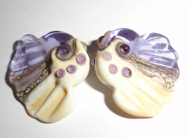 Sea Tarts in Transparent Lavender and Cream....beach summer fan fin purple ocean tropical caribbean Beatlebaby Glassworks image 4