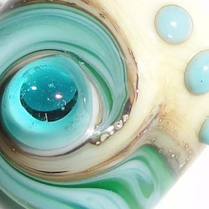 Dreaded Mini Seas Streaky Teal and Cream Made in 5,8 or 10mm Lampwork Glass Bead dreadlock sea water tropical dread ocean beach Beatlebaby image 1