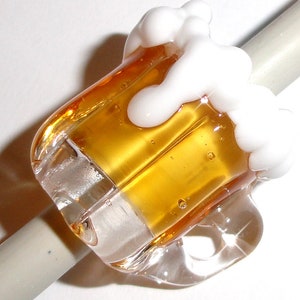 Dreaded &quot;Fancy a Pint?&quot;  Lampwork Glass Beer Sculpture Bead 8 mm hole for Dreads, Oktoberfest hippie, Dreadlocks, Hair, BeatleBabyGlassworks