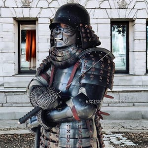 Full Black Samurai Armor Set | Handmade Japanese Yoroi Armor | Medieval Warrior Suit | Display Armor for Collectors & Cosplay
