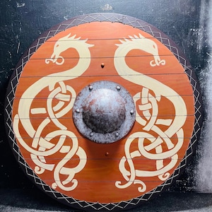 Norse Viking Wooden Shield – Handmade, Painted Shield for Reenactment, Display, or Cosplay