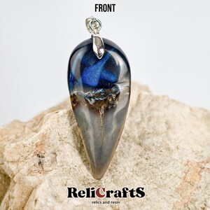 Shark Tooth Fossil pendant (Blue cross)