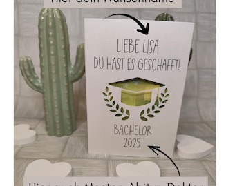 Abschluss Geldgeschenk Karte personalisiert Geschenk zum Abschluss mit Geldfach - Gratulationskarte - Abitur, Ausbildung, Bachelor, Master